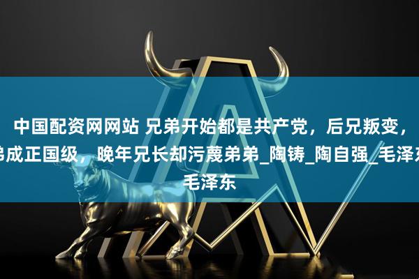 中国配资网网站 兄弟开始都是共产党，后兄叛变，弟成正国级，晚年兄长却污蔑弟弟_陶铸_陶自强_毛泽东